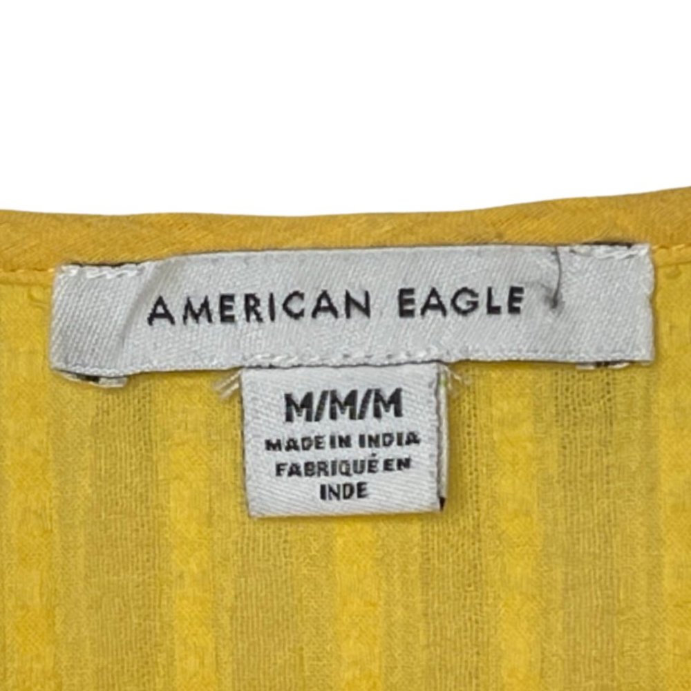 AMERICAN EAGLE | Tiered Yellow Cotton Babydoll Tunic Blouse | Size M - Picture 5 of 10